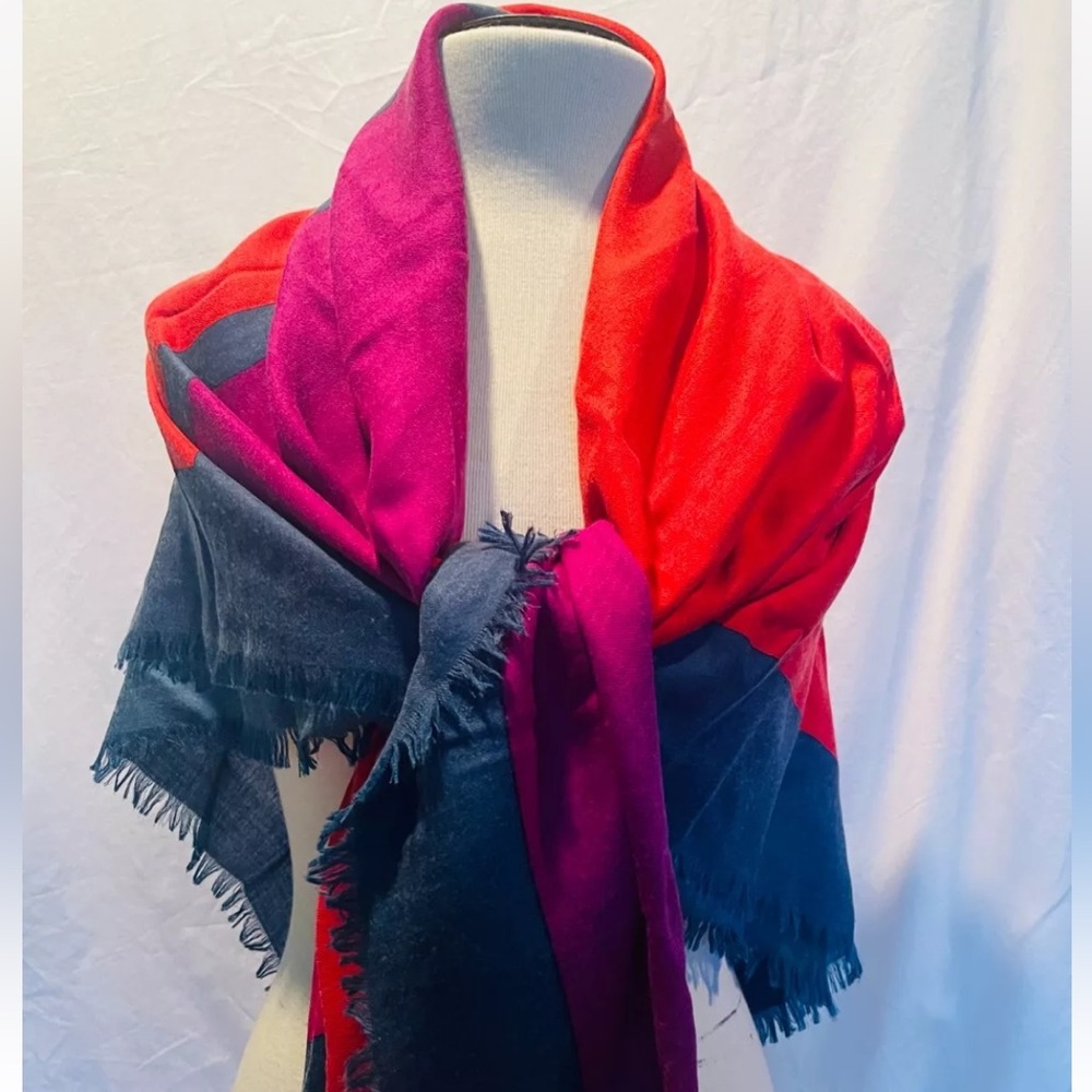 Vintage YSL Silk and Cashmere 54" Square Scarf  1980's